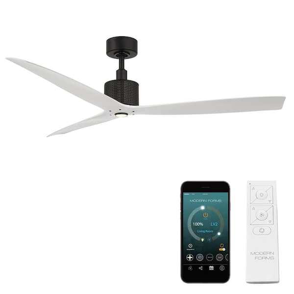 Modern Forms Spinster 60 in. Smart Indoor/Outdoor Matte Black Standard Ceiling Fan with 3000K Integrated LED and Remote