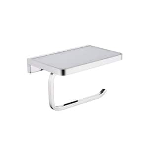 Bagno Bianca Stainless Steel White Glass Shelf with Toilet Paper Holder in Chrome