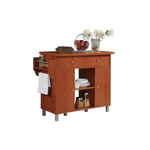 Kitchen Island Cherry with Spice Rack and Towel Holder