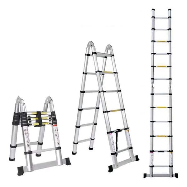 WRIGHTMASTER 12.5 ft. Reach Aluminum Telescoping Multi-Position Ladder w/Storage Belt and Carrying Handle, 330 lbs. Load Capacity