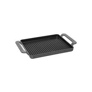 10 in. Chasseur French Caviar Grey Rectangular 1-Piece Enameled Cast Iron Grill