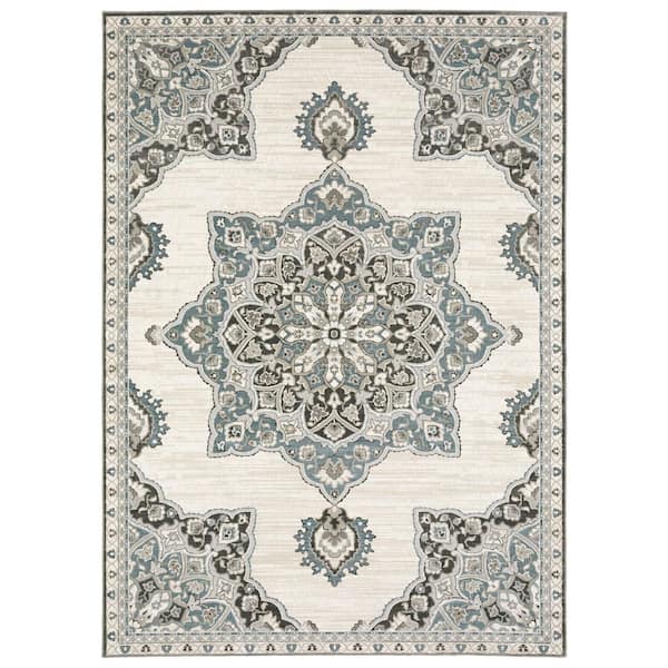 8 ft. x 11 ft. Brown And Blue Medallion Area Rug