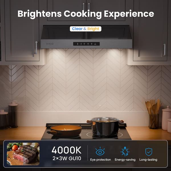 VIKIO PRO 36in. 560CFM Ducted Under Cabinet Range Hood in Black