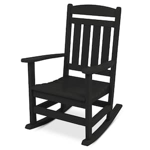 Black All-Weather Plastic Outdoor Rocking Chair Porch Rocker w/300lb Weight Capacity