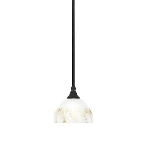 Unbranded Sparta 100-Watt 1-Light Espresso Shaded Pendant Light Mini Pendant with White and Gold Glass and No Light Bulb Included