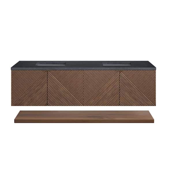 James Martin Vanities Marcello 72.0 in. W x 23.5 in. D x 37.2 in. H Bathroom Vanity in Chestnut with Charcoal Soapstone Quartz Top