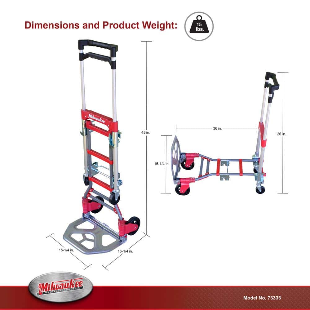Red Folding Aluminum Hand Truck with Strap and Steel Frame