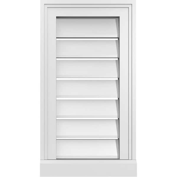 Ekena Millwork 12 in. x 22 in. Vertical Surface Mount PVC Gable Vent: Functional with Brickmould Sill Frame