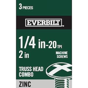 1/4 in.-20 x 2 in. Combo Truss Head Zinc Plated Machine Screw (3-Pack)