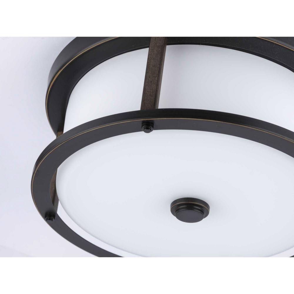 Antique Bronze 13" Flush Mount with Etched Glass Shade