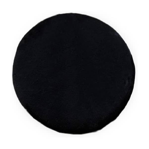Mmlior Black 3 ft. x 3 ft. Soft Faux Rabbit Fur Round Area Rug