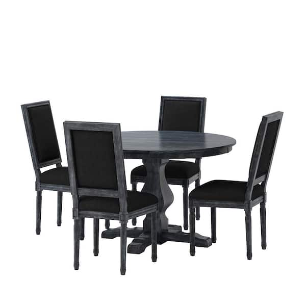 Noble House Ardyce 5-Piece gray and Black Dining Set