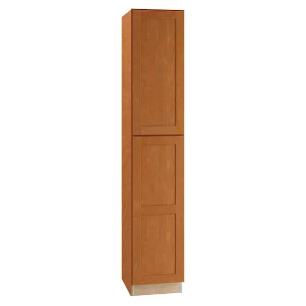 Home Decorators Collection Newport 18 in. W x 24 in. D x 96 in. H Assembled Plywood Pantry Kitchen Cabinet in Cinnamon with 4ROT Soft Close RH