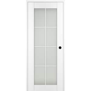 Paola 8-Lite 30 in. x 96 in. Left-Hand Frosted Glass Bianco Noble Composite Solid Wood Single Prehung Interior Door