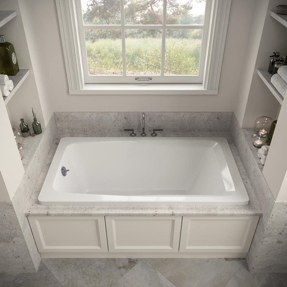 60'' x 32'' Glossy White Acrylic Soaking Drop-In Bathtub
