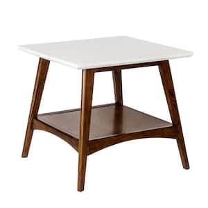 Avalon 24 in. Off-White/Pecan Rectangle MDF End Table