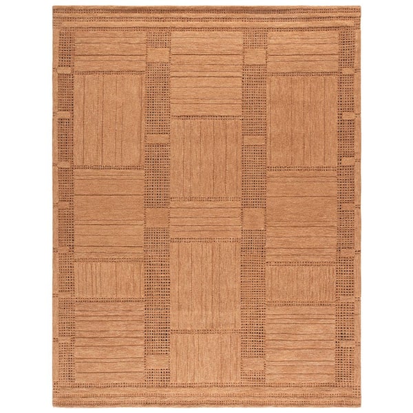 Harvest 9 ft. x 12 ft. Rust Rustic Modern Patchwork Area Rug