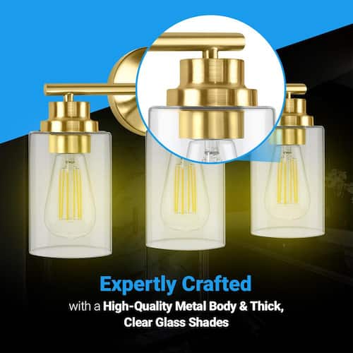 6 in. 3-Light Gold Vanity Light Indoor Wall Sconce (2-Pack) Lighting