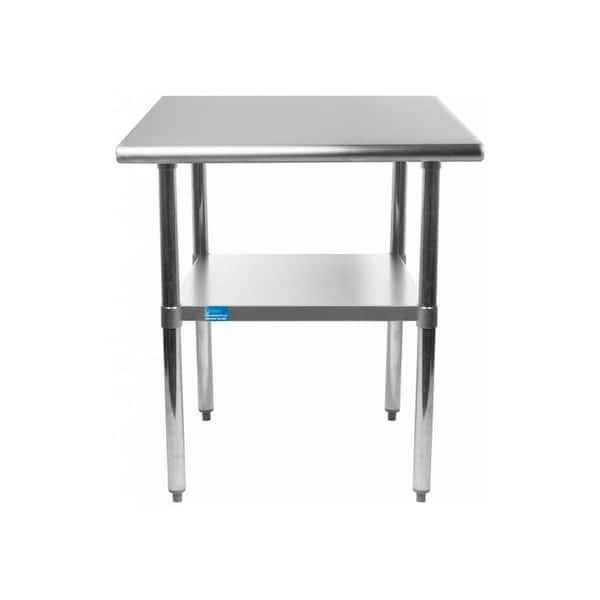 AMGOOD 30 in. x 18 in. Stainless Steel Kitchen Utility Table with Adjustable Bottom Shelf