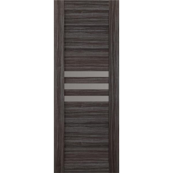 Belldinni Dome 24 in. x 80 in. No Bore Solid Core 3-Lite Frosted Glass Gray Oak Wood Composite Interior Door Slab