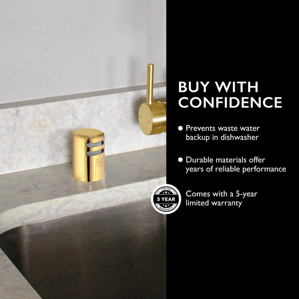 Satin Gold and White Dishwasher Air Gap Kit