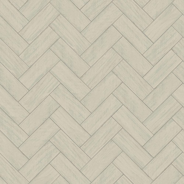 Chesapeake Kaliko Green Wood Herringbone Wallpaper Sample