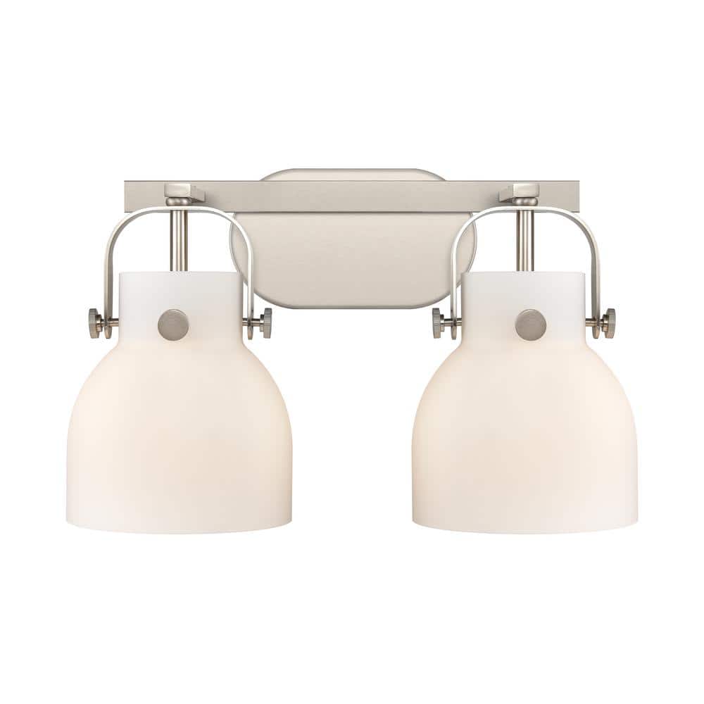 Pilaster II Bell 17 in. 2-Light Satin Nickel Vanity Light with Glass Shade price history on PriceWatchPro