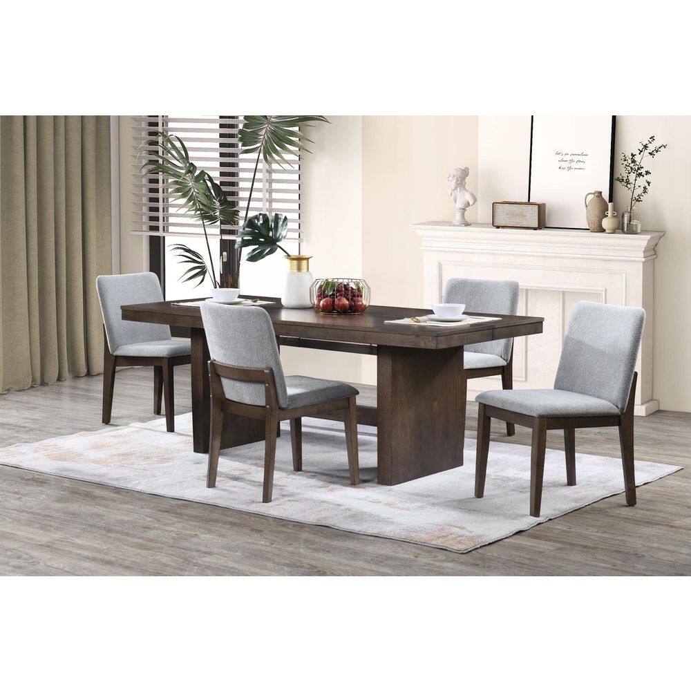 New Classic Furniture Kody 5-Piece Rectangular Stone Gray Wood Top Dining Table Set
