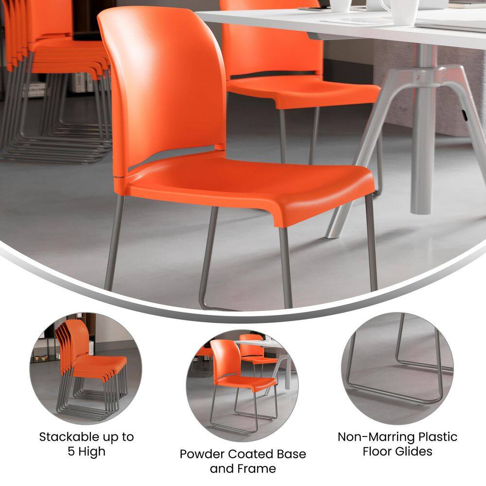 Hercules 880 lb. Capacity Orange Metal Stack Chair with Sleek Design