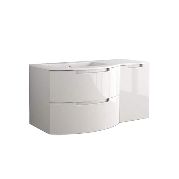 LaToscana Oasi 43 in. Vanity in Glossy White with Tekorlux Vanity Top in White with White Basin