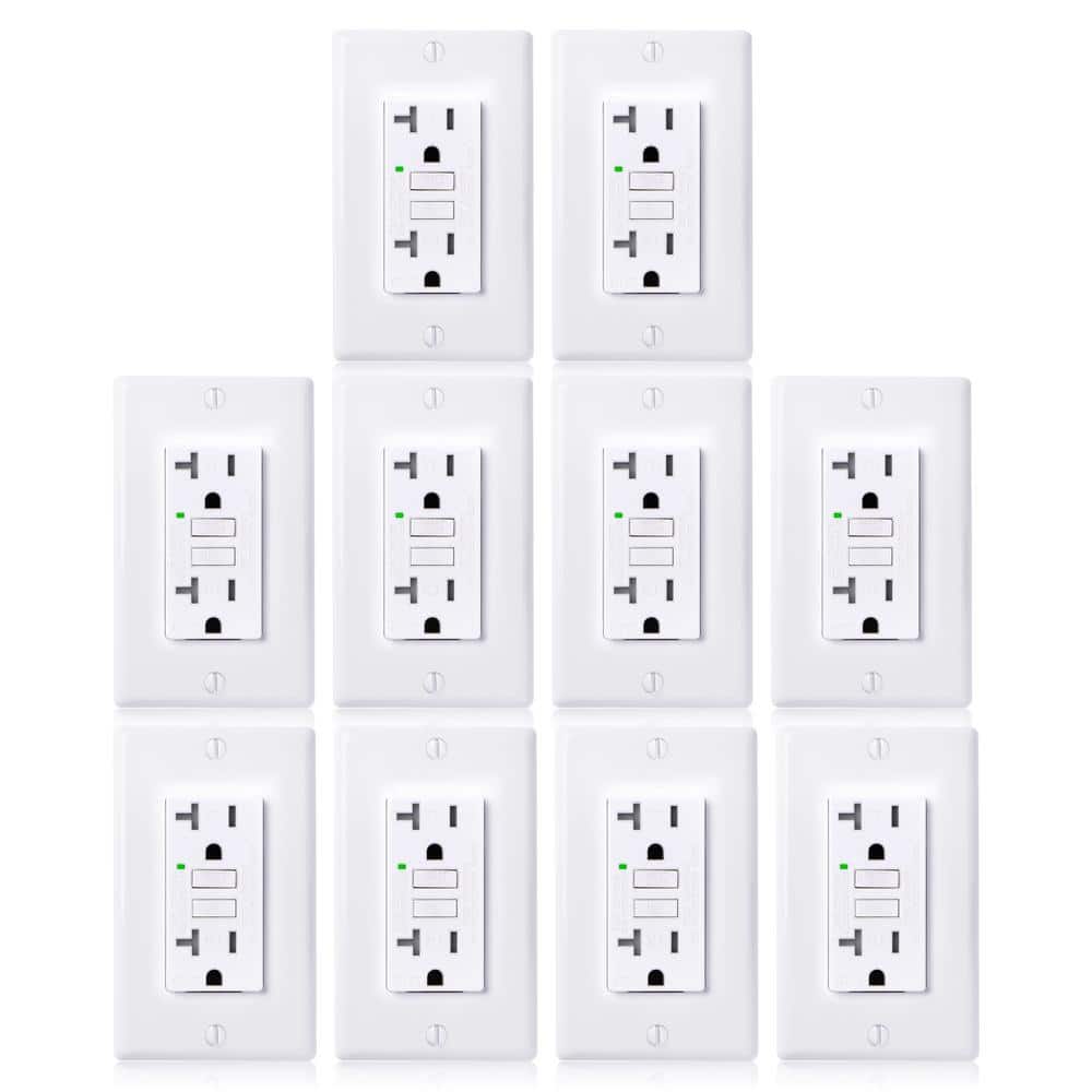 20-Amp 125-Volt GFCI Duplex Tamper Resistant Outlet, GFI Receptacle with Indicator Light and Wall Plate, White (10-Pack) price history on PriceWatchPro