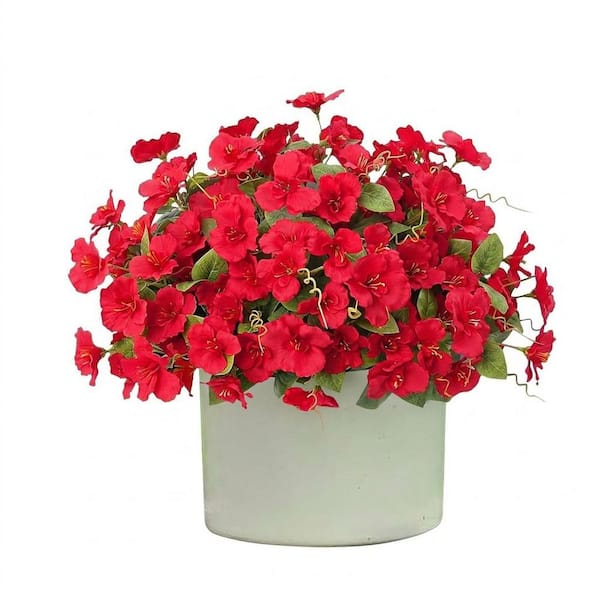 4 in. Artificial Red Hibiscus Flowers UV Resistant Silk Outdoor