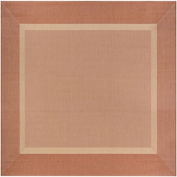 Recife Stria Texture Natural-Terracotta 8 ft. x 8 ft. Square Indoor/Outdoor Area Rug