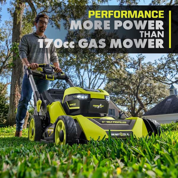 RYOBI - 40V HP Brushless Whisper Series 21" Walk Behind Self-Propelled All Wheel Drive Lawn Mower-(2) 6.0 Ah Batteries & Charger