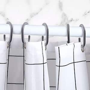Plastic Shower Curtain Hooks C-Shaped Rings Hook Hanger Bath Drape Loop Clip Glide, Shower Curtain Rings/Hook in Gray