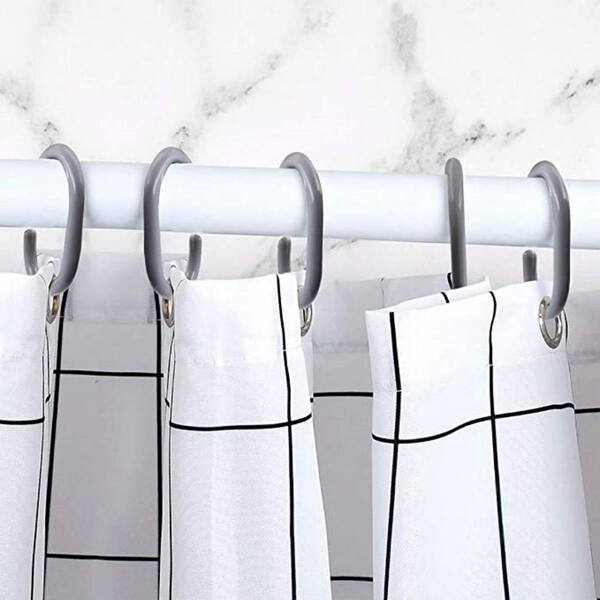 Plastic Shower Curtain Hooks C-Shaped Rings Hook Hanger Bath Drape Loop  Clip Glide, Shower Curtain Rings/Hook in Gray