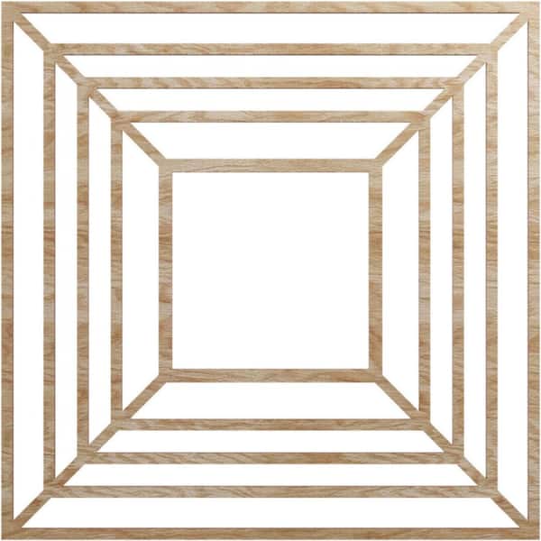 Ekena Millwork 24 in. x 24 in. x 1/4 in. Raven Wood Fretwork Pierced Ceiling Medallion, Red Oak
