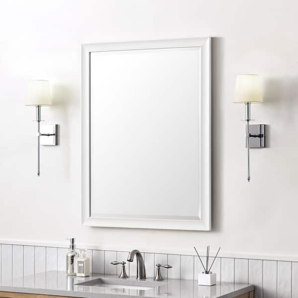 Glenbrooke 30 in. W x 40 in. H Rectangular Framed Wall Mount Bathroom Vanity Mirror in Bright White