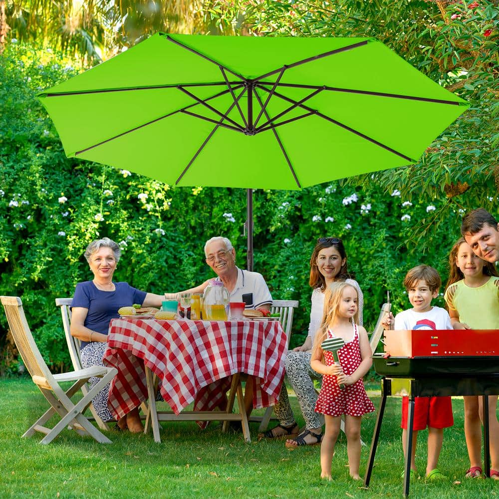 10 ft Apple Green Cantilever Patio Umbrella with Steel Pole