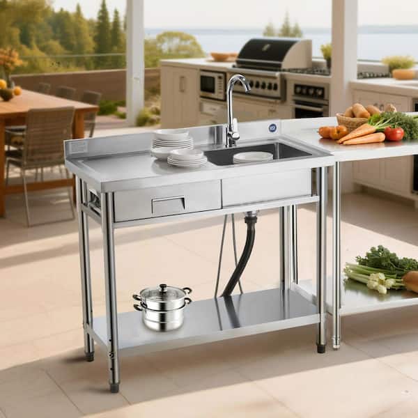 17 in. Commercial Sink Stainless Steel Utility Sink, 1 Compartment Single Bowl 39.4 x 19.7 x 37 in. 2025 Update