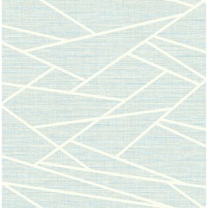 Cecita Puzzle Powder Blue, Silver, and White Geometric Paper Strippable Roll (Covers 56.05 sq. ft.)