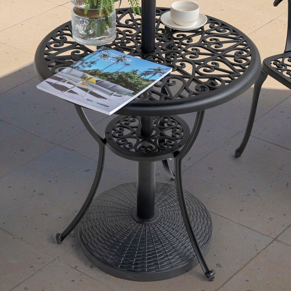 Black Heavy-Duty Round Concrete Patio Umbrella Base