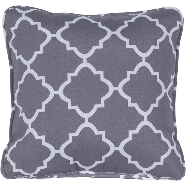 Hanover Lattice Grey Indoor or Outdoor Throw Pillow