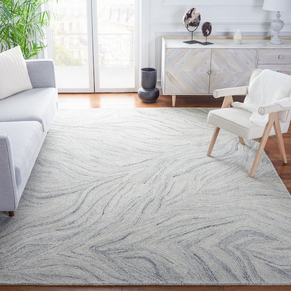 Metro 10 ft. x 14 ft. Ivory/Silver Abstract Area Rug