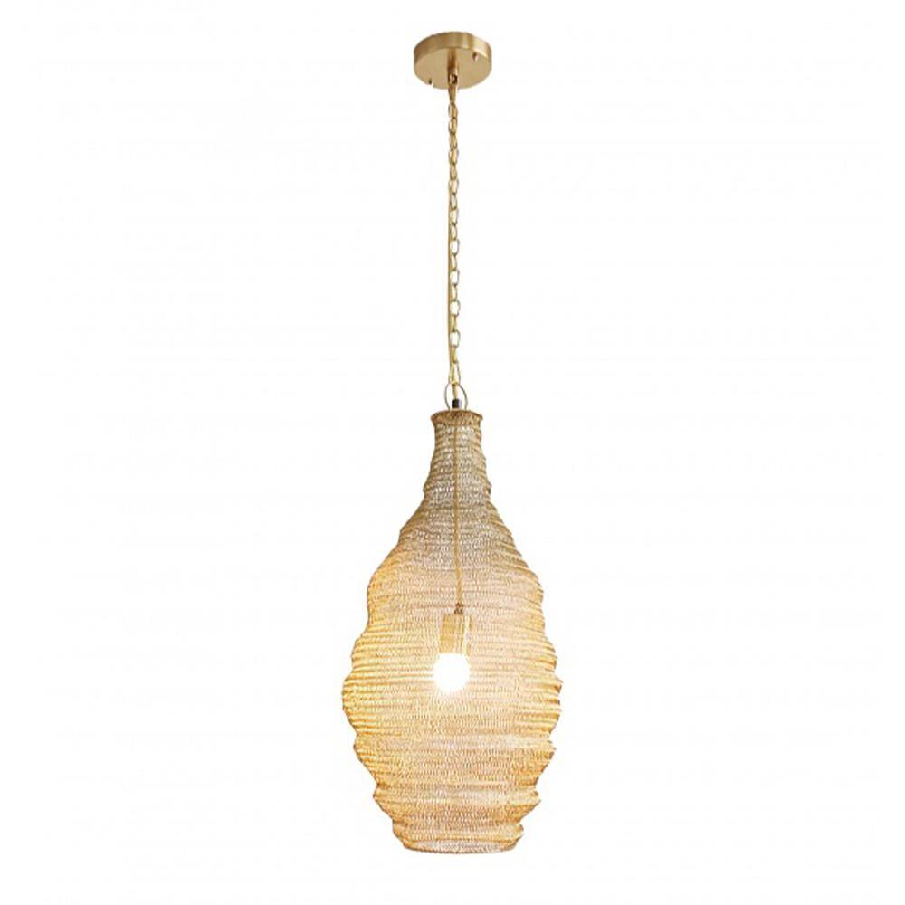 Brielle 60-Watt 1 Satin Black Cone Mini Pendant Light with Woven Metal Shad