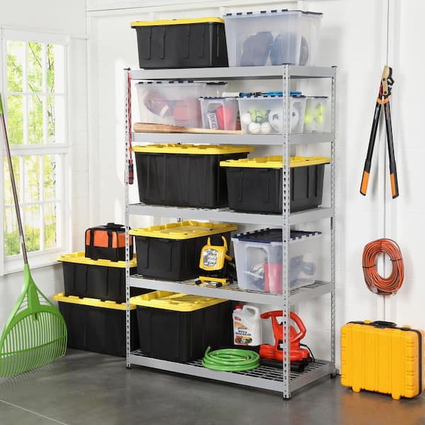HDX 27 Gal. Storage Tote in Clear with Yellow Lid 206231 - The Home Depot