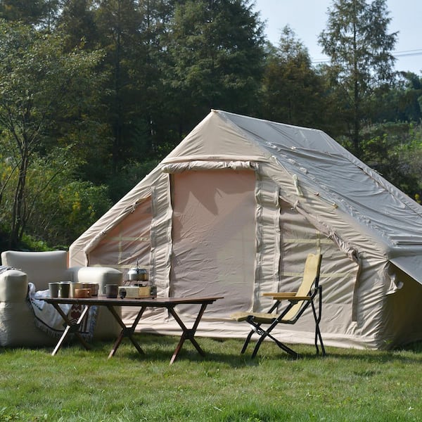 9.8 ft. x 7 ft. Beige Waterproof and Windproof Blow-Up Inflatable Canopy Tent