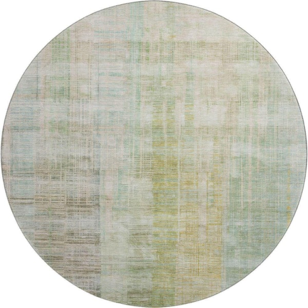 Mayfield Premium Machine Washable Abstract AMF2153 Linen 8 ft. x 8 ft. Round Rug