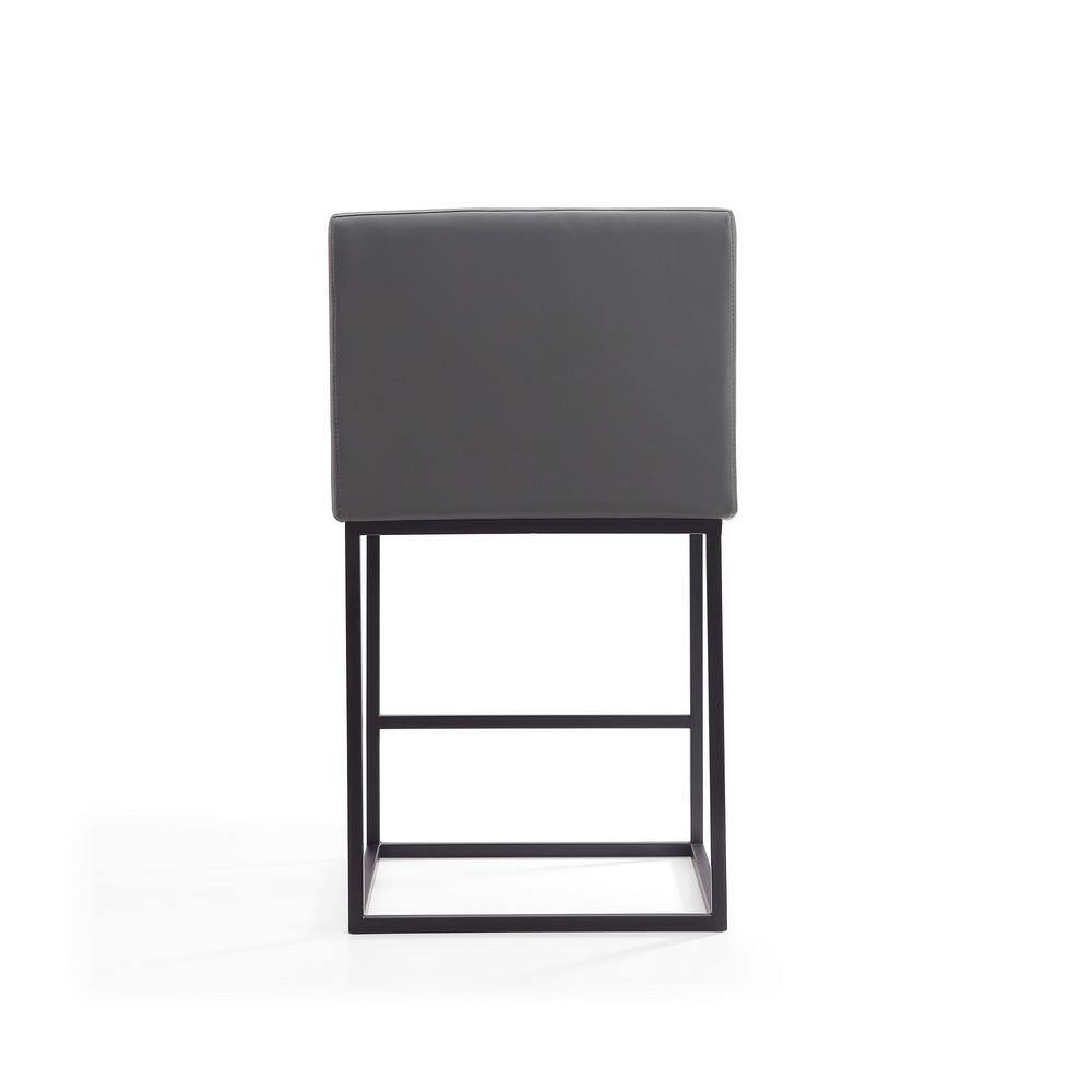 Modern Glam Grey and Black Leather Metal Counter Stool Set