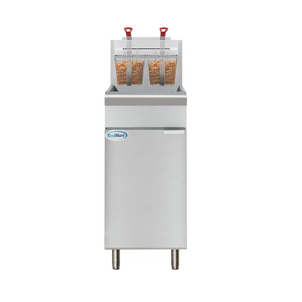 Koolmore Commercial 23.8 qt. Liquid Propane 50 lbs. Floor Standing Deep Fryer, 120,000 BTU, ETL Listed in Stainless-Steel